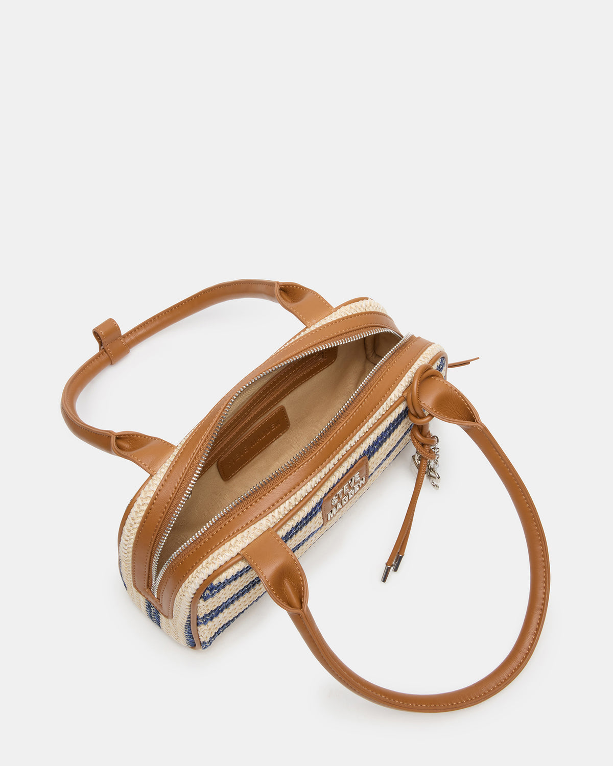 LAGUNE Bag Navy Multi Elongated Straw Shoulder Strap Handbag | Steve Madden