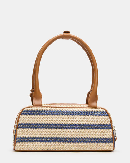 LAGUNE Bag Navy Multi Elongated Straw Shoulder Strap Handbag | Steve Madden