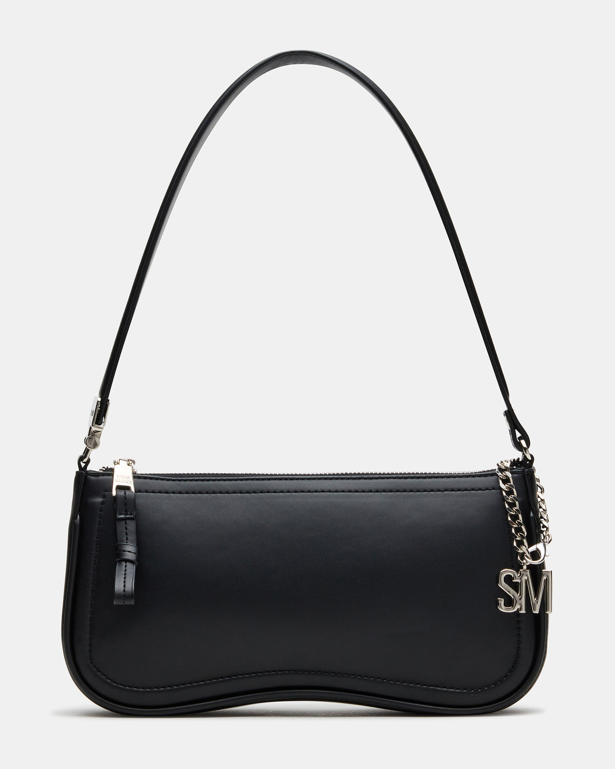 ANGEL Bag Black Top-Zipper Structured Shoulder Strap Handbag | Steve Madden