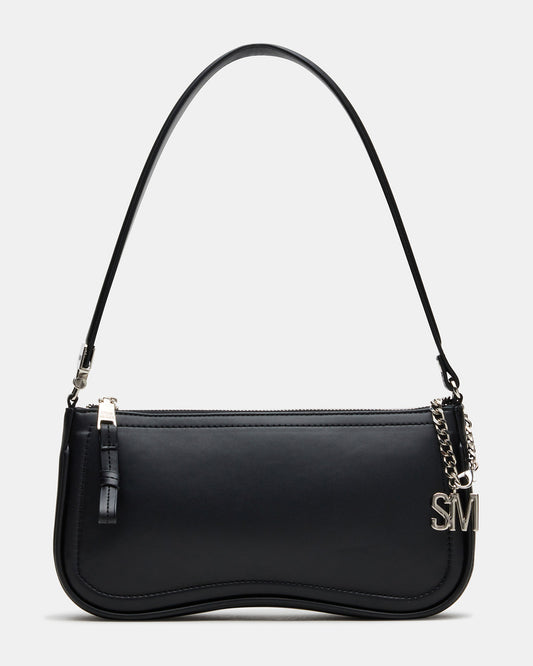ANGEL Bag Black Top-Zipper Structured Shoulder Strap Handbag | Steve Madden