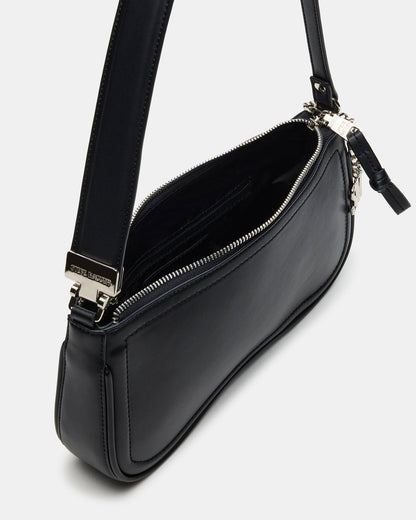 ANGEL Bag Black Top-Zipper Structured Shoulder Strap Handbag | Steve Madden