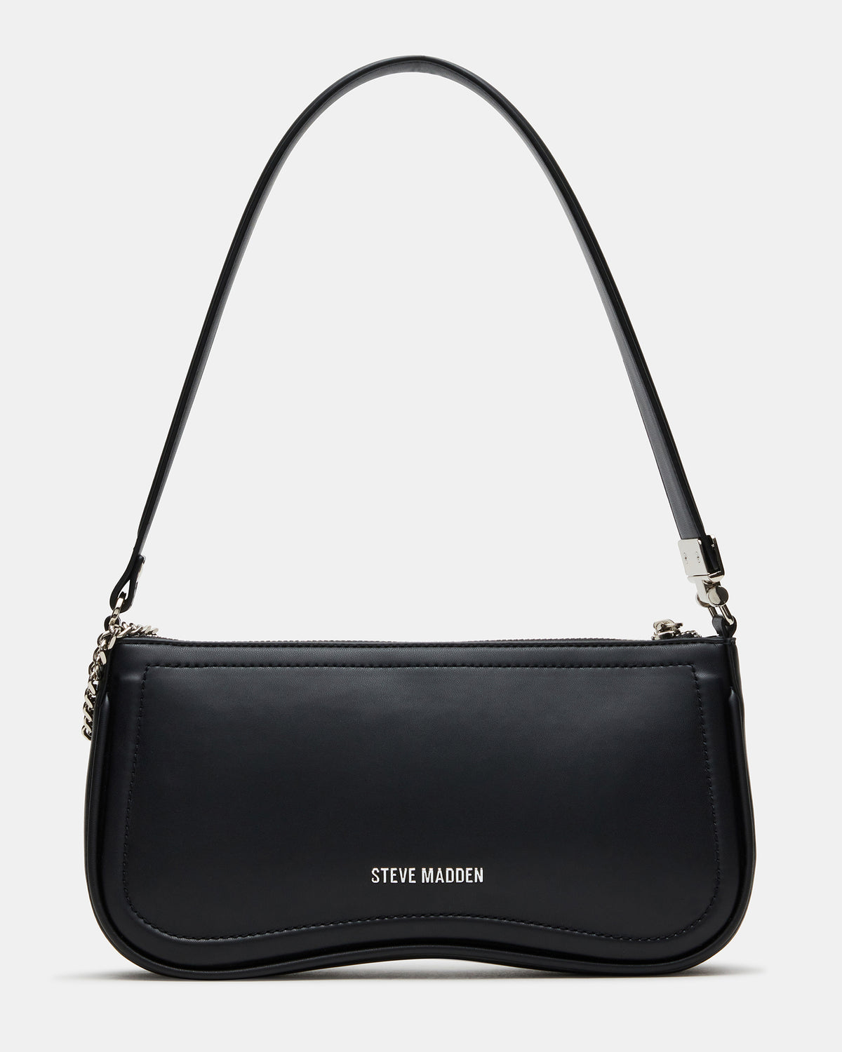 ANGEL Bag Black Top-Zipper Structured Shoulder Strap Handbag | Steve Madden