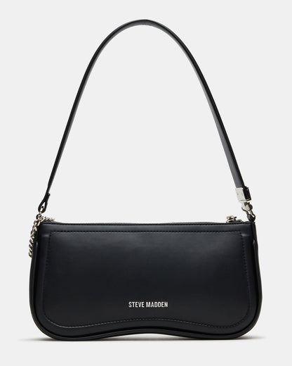 ANGEL Bag Black Top-Zipper Structured Shoulder Strap Handbag | Steve Madden