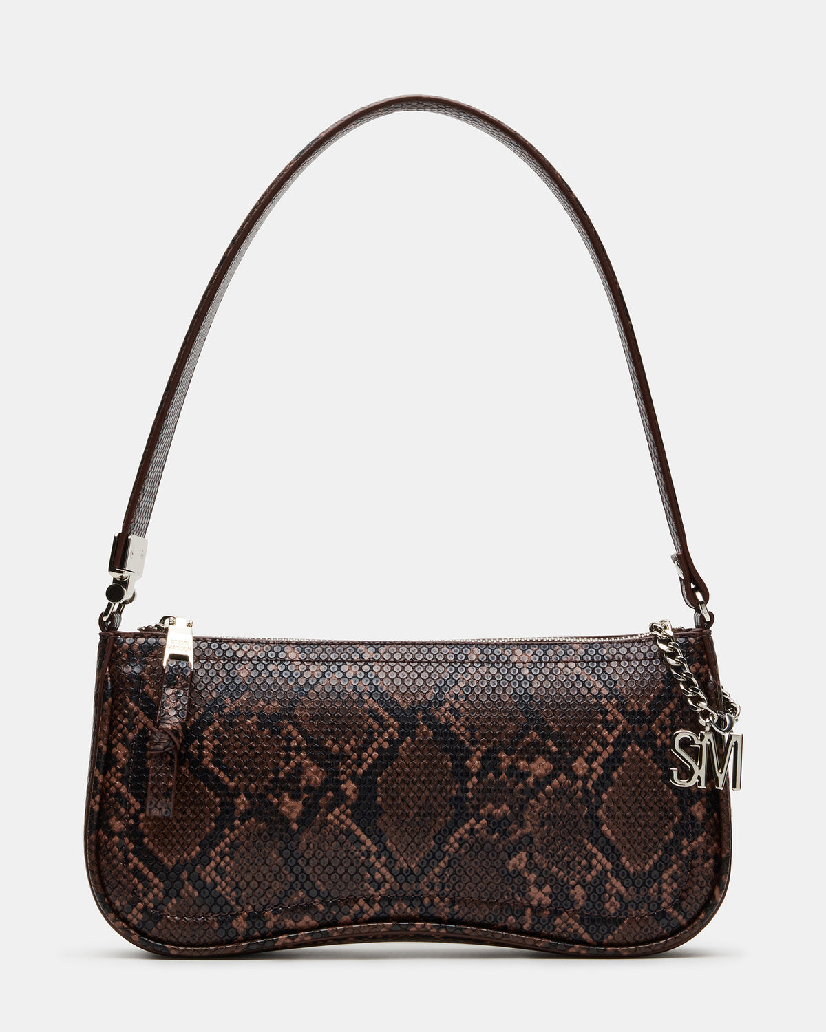 ANGEL Bag Brown Snake Top-Zipper Structured Shoulder Strap Handbag | Steve Madden