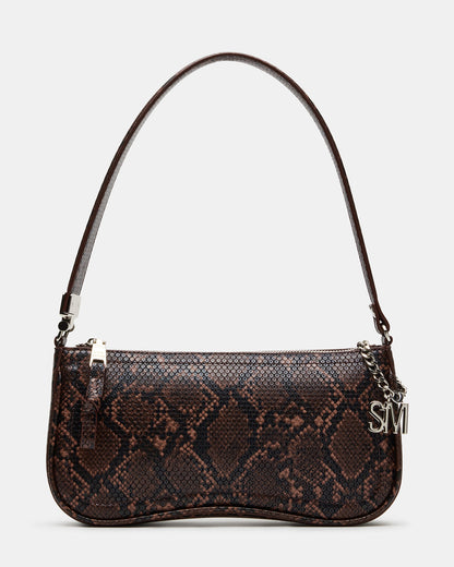 ANGEL Bag Brown Snake Top-Zipper Structured Shoulder Strap Handbag | Steve Madden