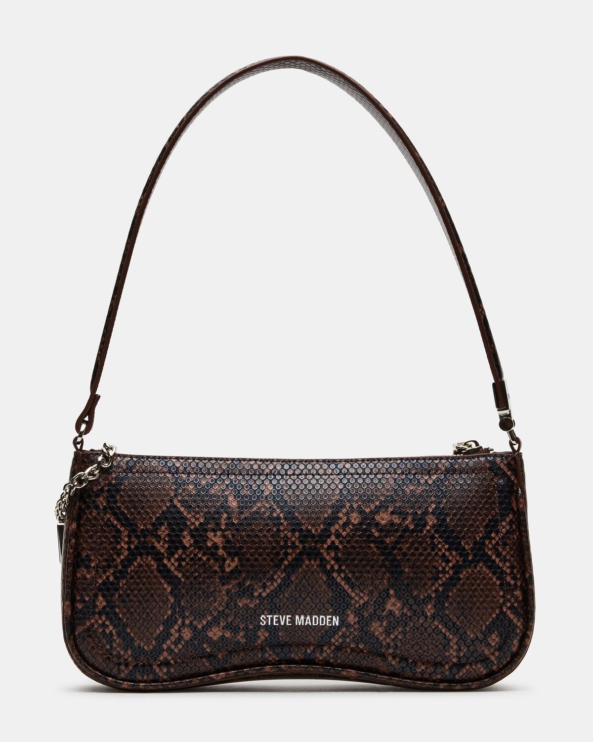 ANGEL Bag Brown Snake Top-Zipper Structured Shoulder Strap Handbag | Steve Madden