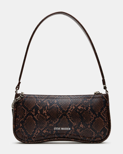 ANGEL Bag Brown Snake Top-Zipper Structured Shoulder Strap Handbag | Steve Madden