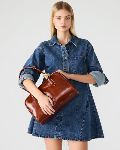 CANDICE Bag Rust Shoulder Strap Box Satchel Handbag | Steve Madden