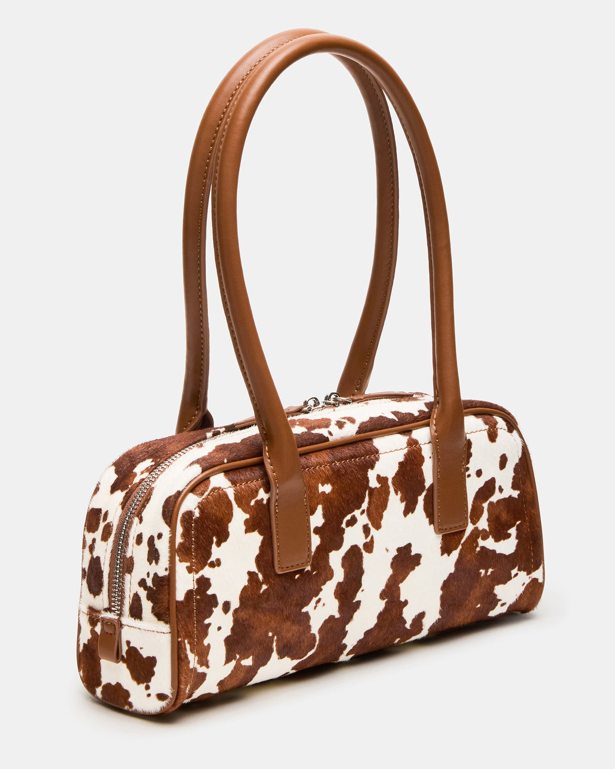 ANISE Bag Brown Cow Print Elongated Shoulder Strap Handbag | Steve Madden