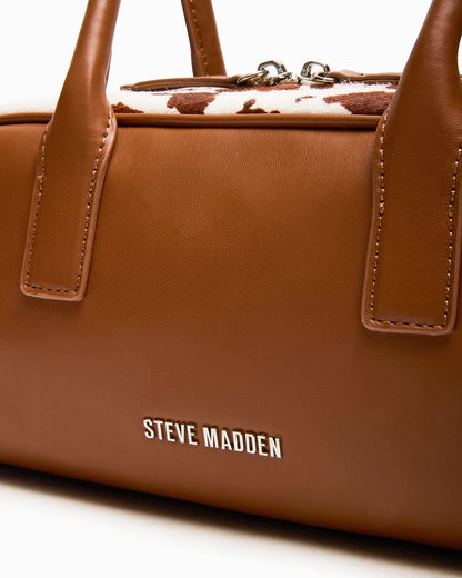 ANISE Bag Brown Cow Print Elongated Shoulder Strap Handbag | Steve Madden