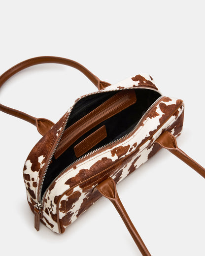 ANISE Bag Brown Cow Print Elongated Shoulder Strap Handbag | Steve Madden