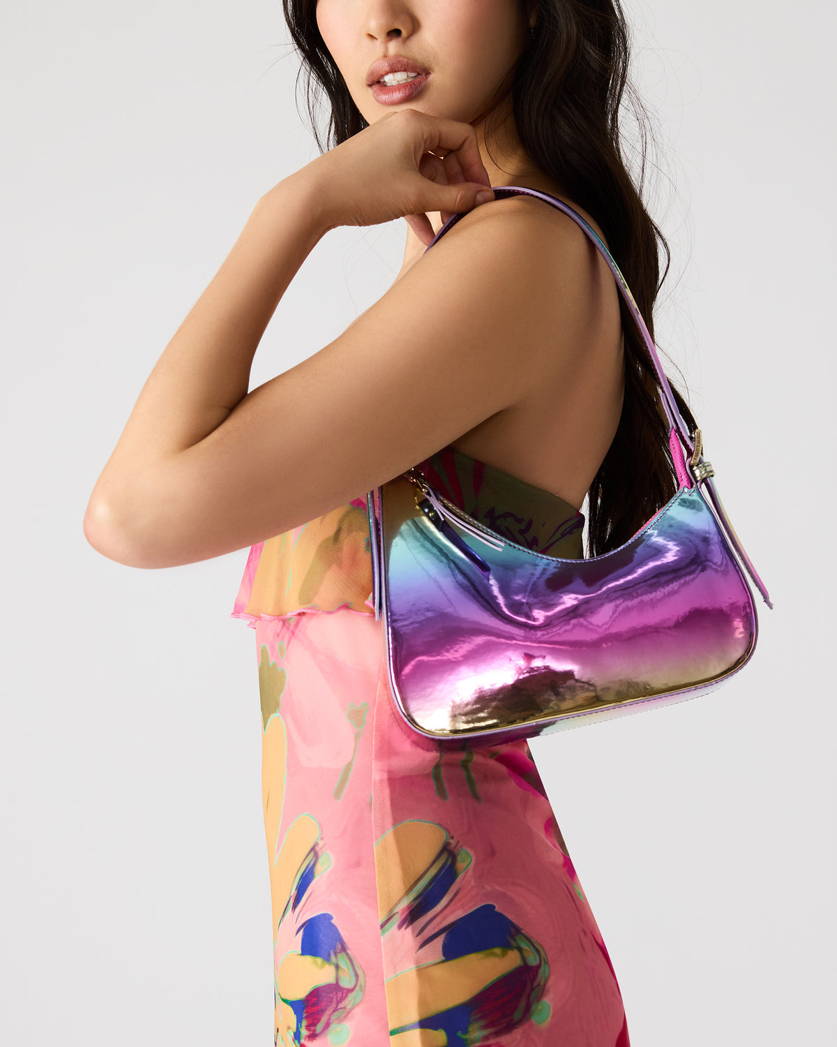 SMITH Bag Metallic Multi Asymmetric Shoulder Handbag | Steve Madden
