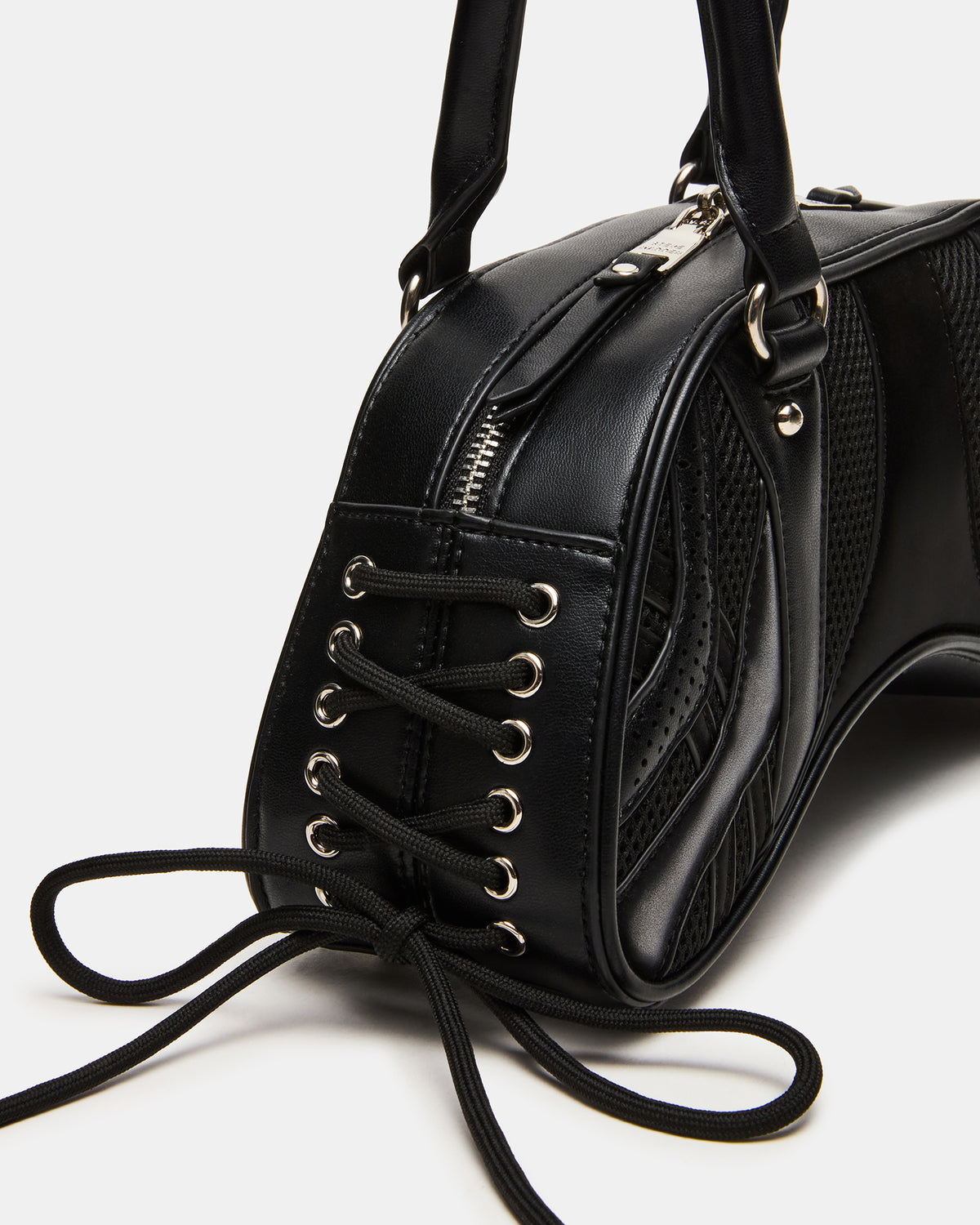 KODY Bag Black Lace-Up Buckle Shoulder Strap Handbag | Steve Madden