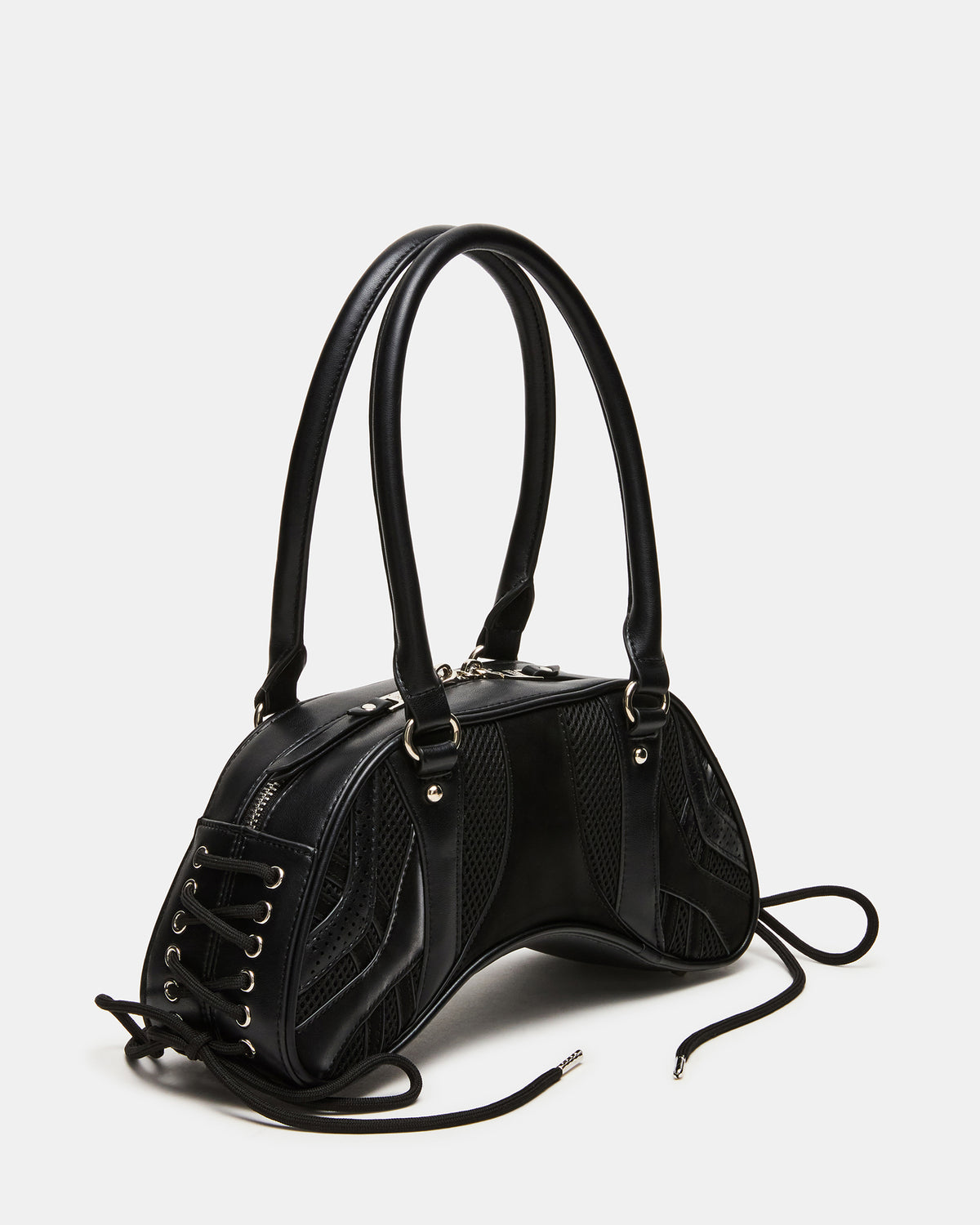 KODY Bag Black Lace-Up Buckle Shoulder Strap Handbag | Steve Madden