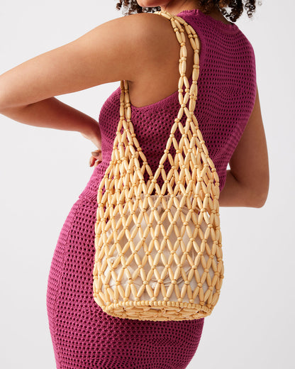 FIJI Natural Women's Beaded Shoulder Bag | Steve Madden