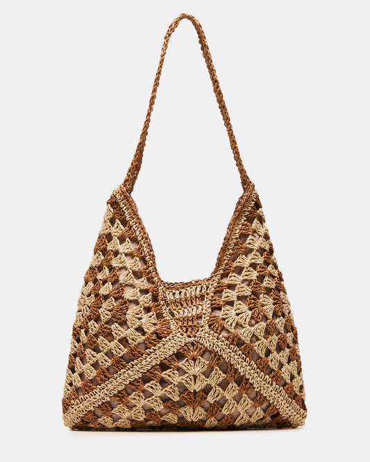 BORA Natural Multi Women's Raffia Hobo Shoulder Bag | Steve Madden