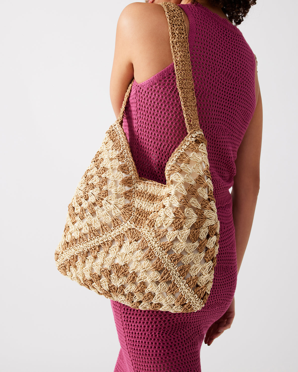 BORA Natural Multi Women's Raffia Hobo Shoulder Bag | Steve Madden
