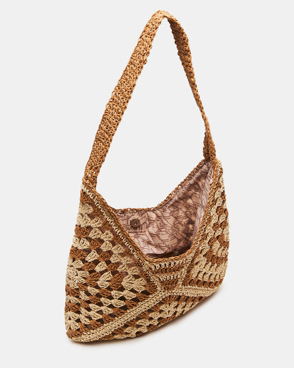 BORA Natural Multi Women's Raffia Hobo Shoulder Bag | Steve Madden