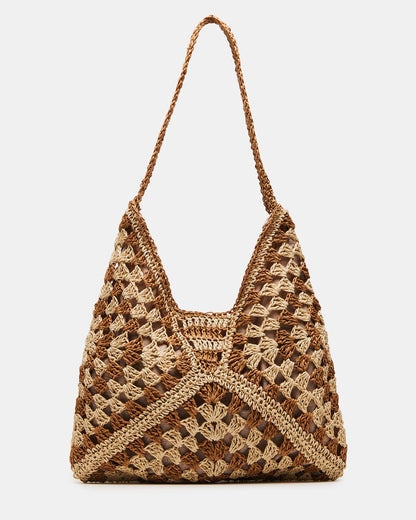 BORA Natural Multi Women's Raffia Hobo Shoulder Bag | Steve Madden