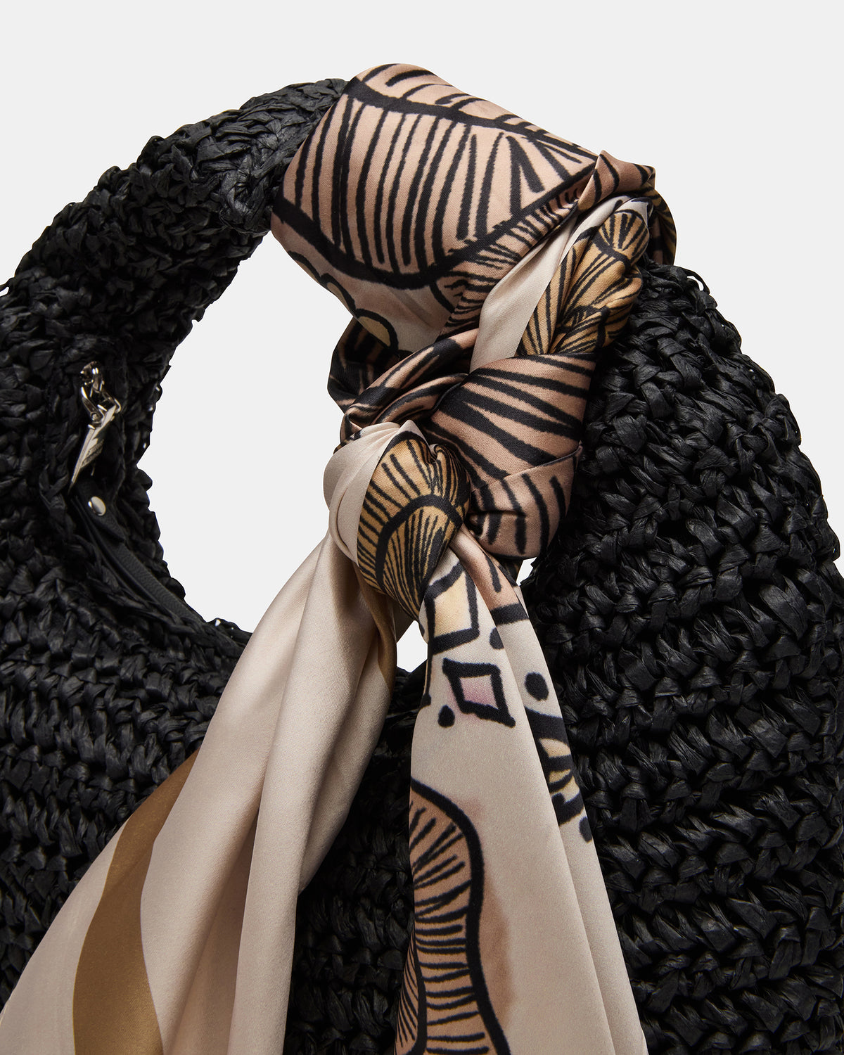 DAENRYS Black Women's Crescent Shaped Straw Shoulder Bag | Steve Madden
