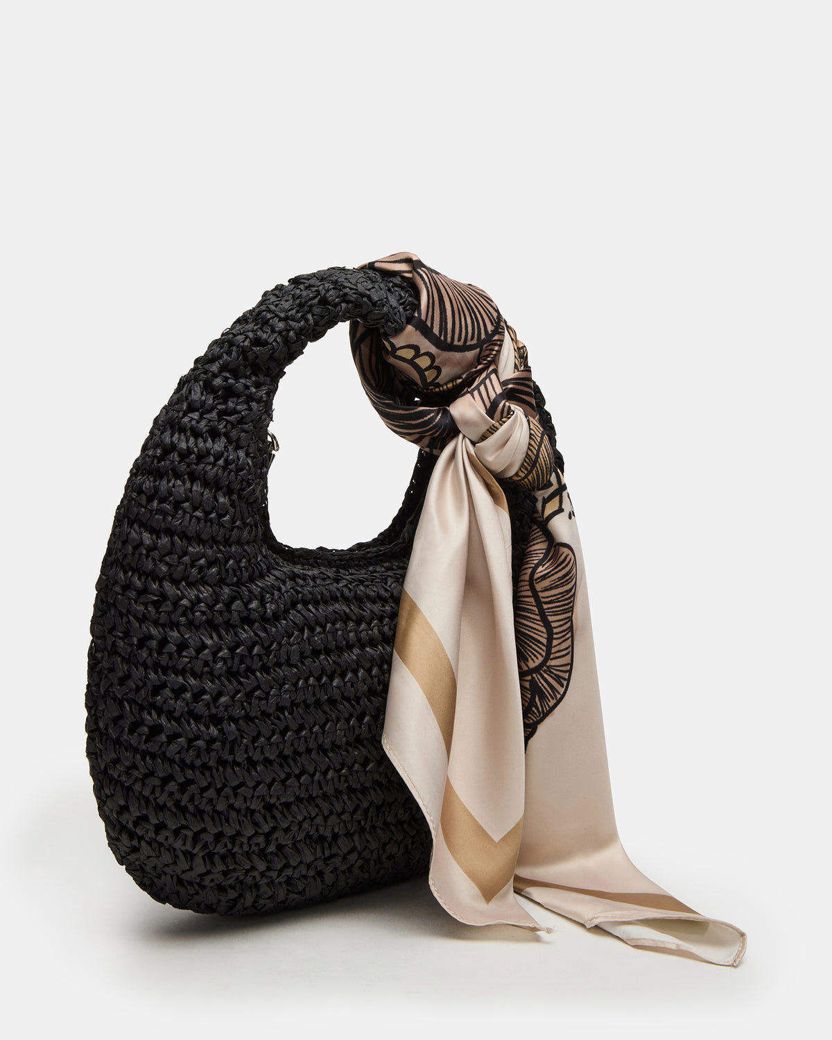 DAENRYS Black Women's Crescent Shaped Straw Shoulder Bag | Steve Madden