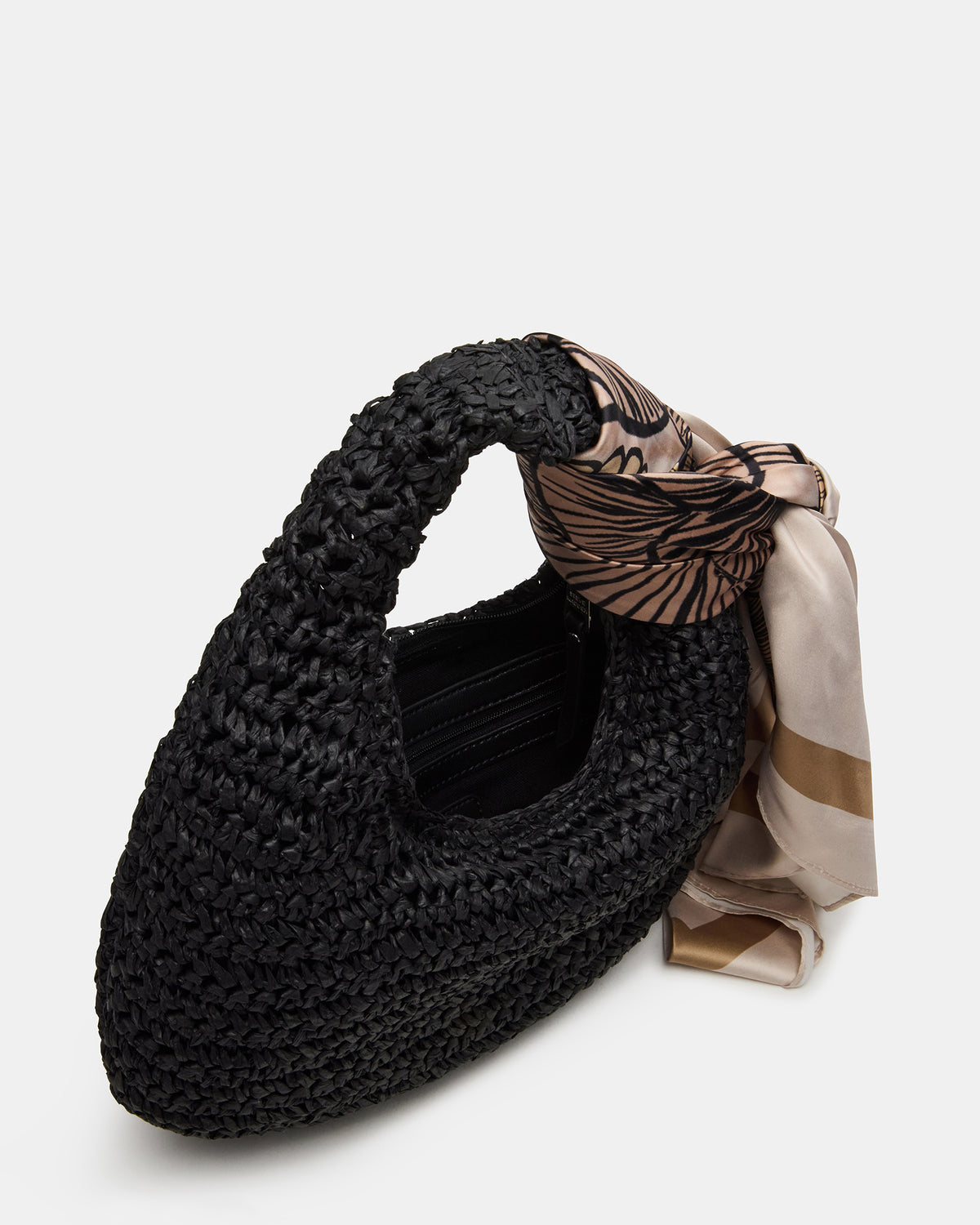 DAENRYS Black Women's Crescent Shaped Straw Shoulder Bag | Steve Madden