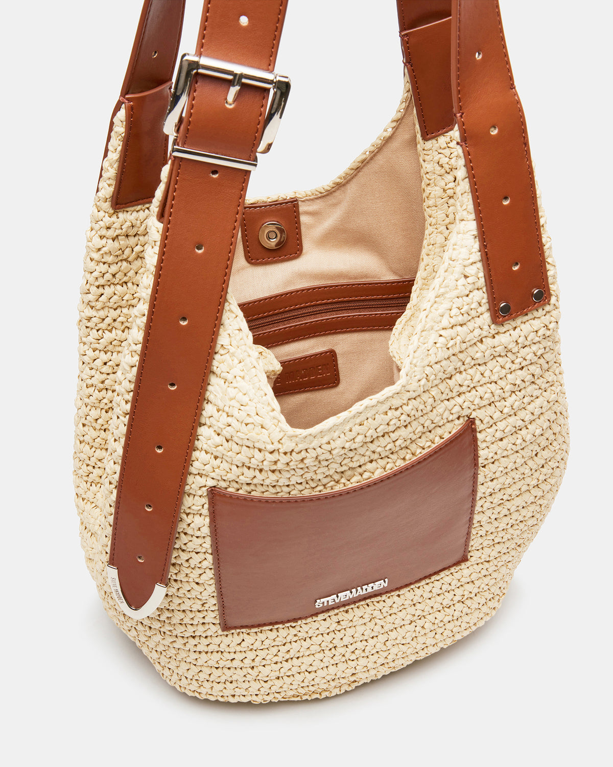 HIPPEE Cognac Multi Women's Belt Tip Buckle Shoulder Strap Bag | Steve Madden