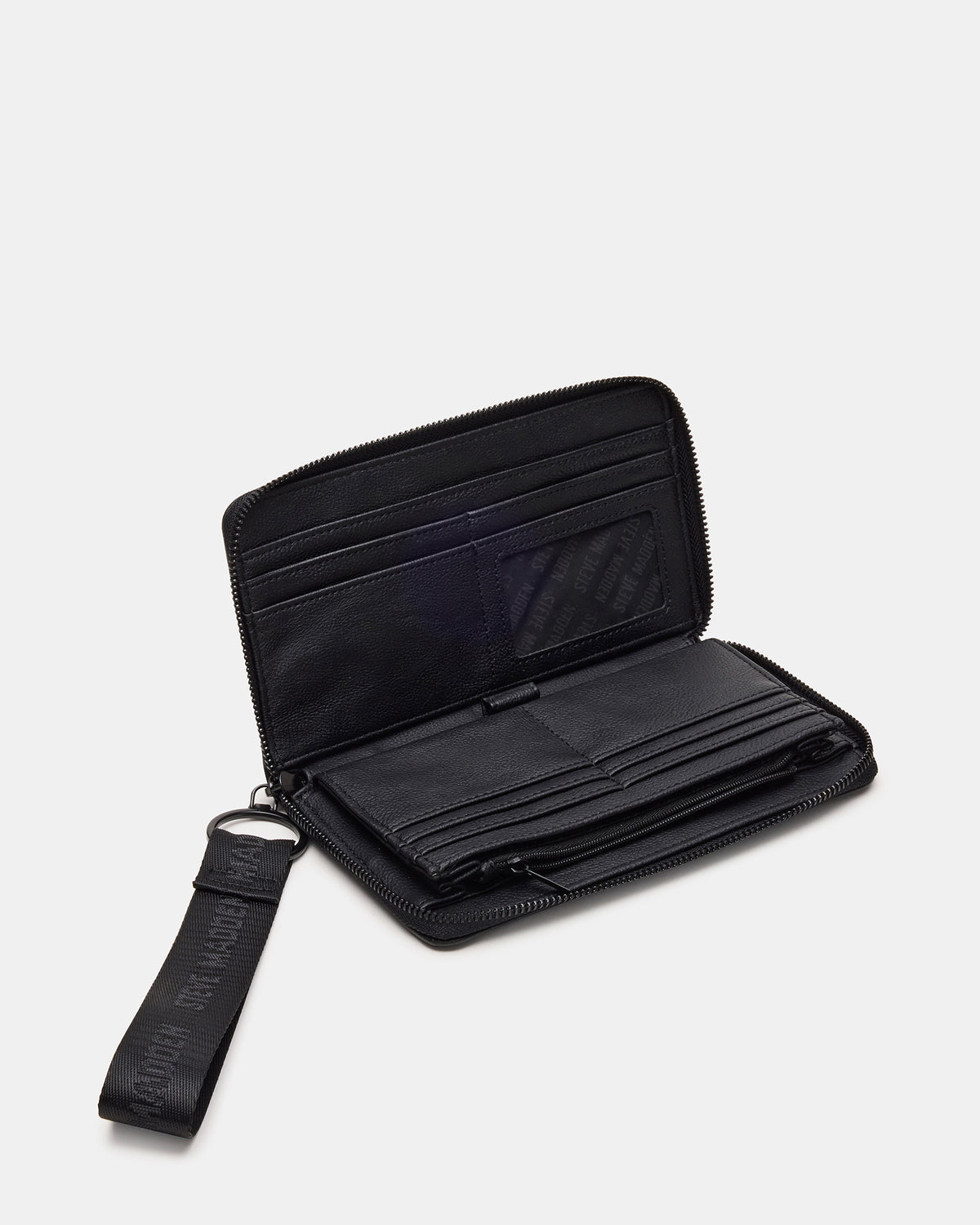 ZIP Wallet Black Zipper Cloure Wristlet Wallet | Steve Madden