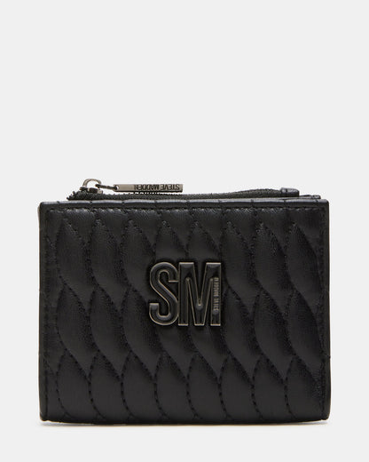 BAZAR Wallet Black Quilted Top-Zipper Button-Snap Mini Wallet | Steve Madden