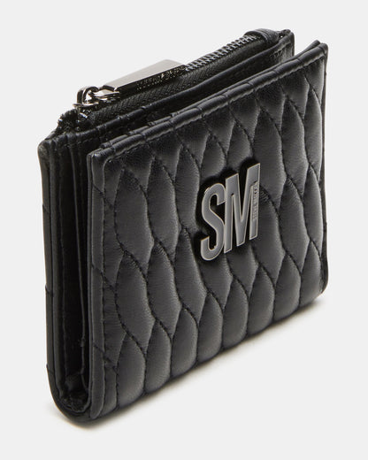 BAZAR Wallet Black Quilted Top-Zipper Button-Snap Mini Wallet | Steve Madden