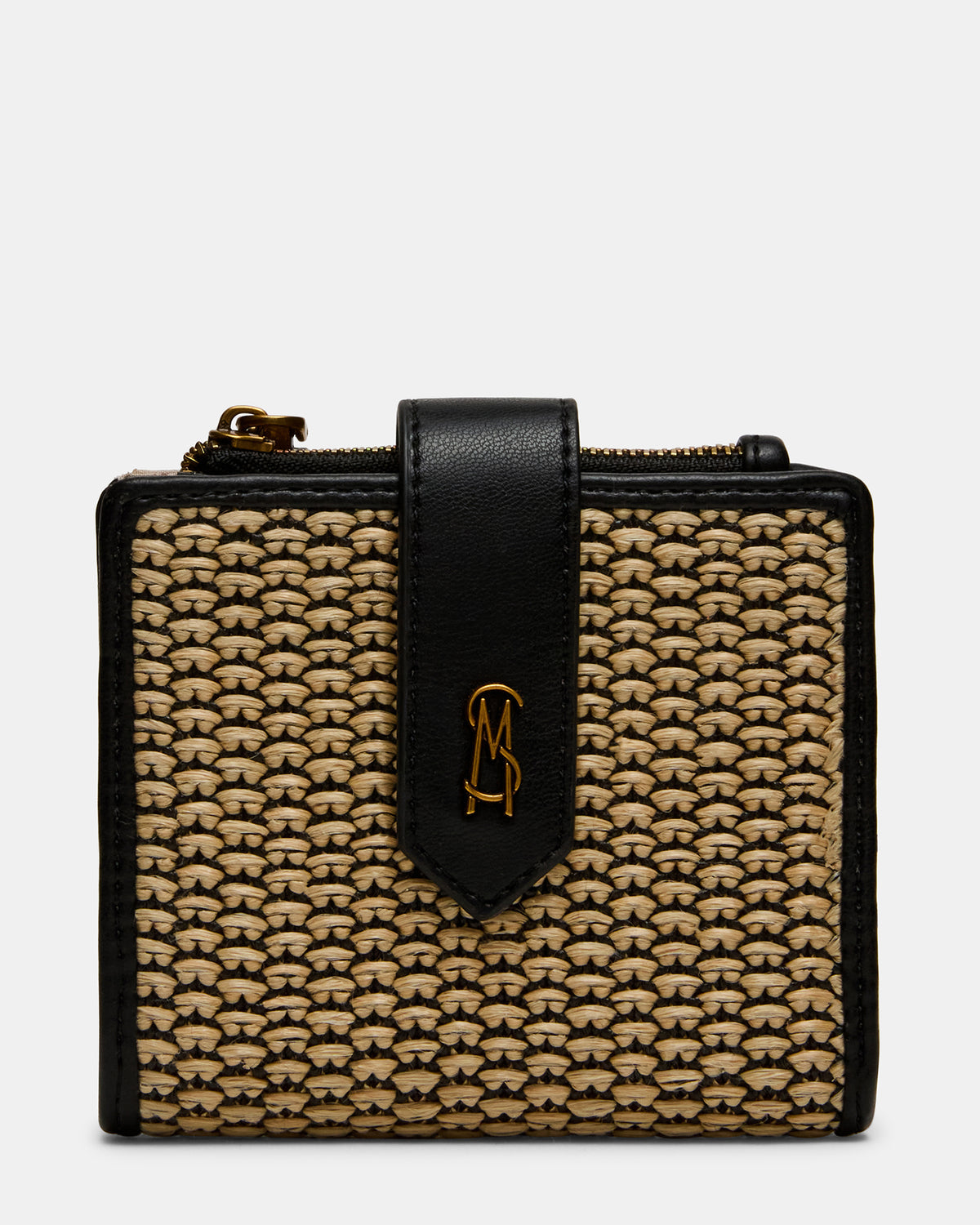 JEM STRAW Black Natural Bifold Wallet | Steve Madden