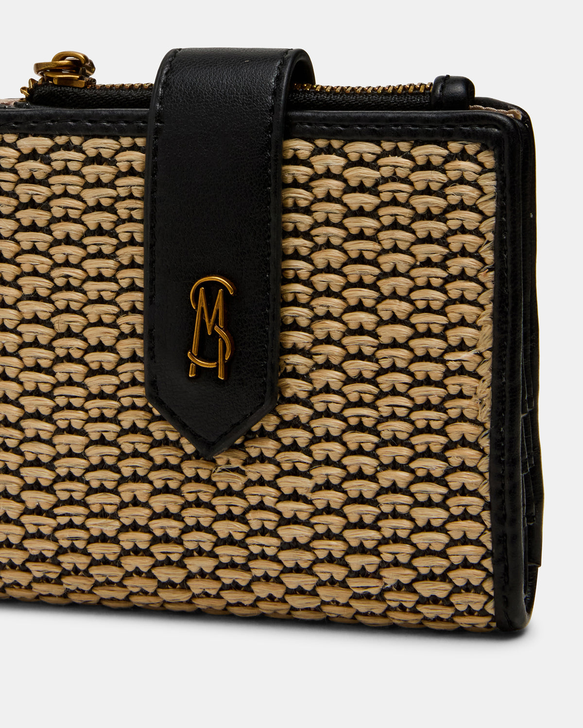 JEM STRAW Black Natural Bifold Wallet | Steve Madden