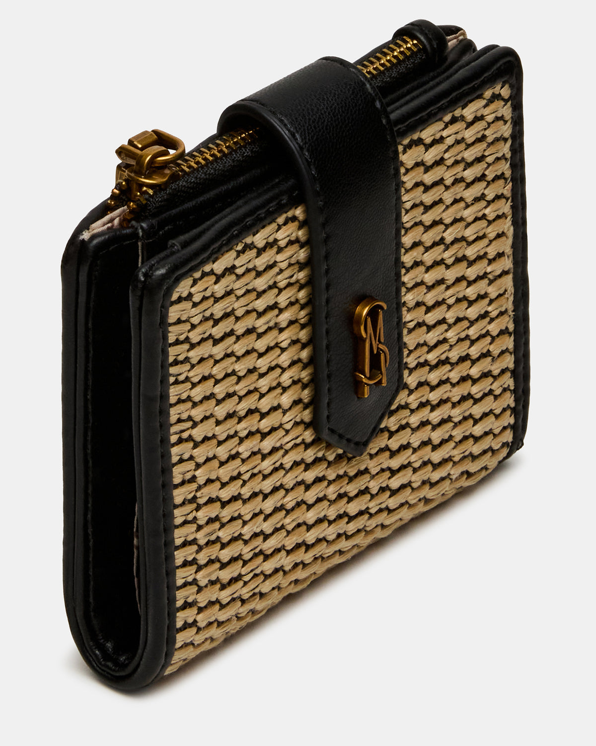 JEM STRAW Black Natural Bifold Wallet | Steve Madden