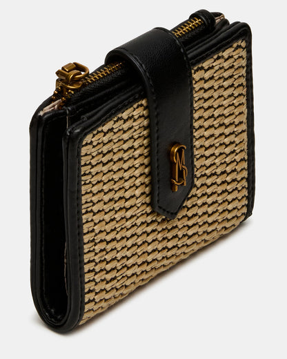 JEM STRAW Black Natural Bifold Wallet | Steve Madden