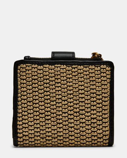 JEM STRAW Black Natural Bifold Wallet | Steve Madden