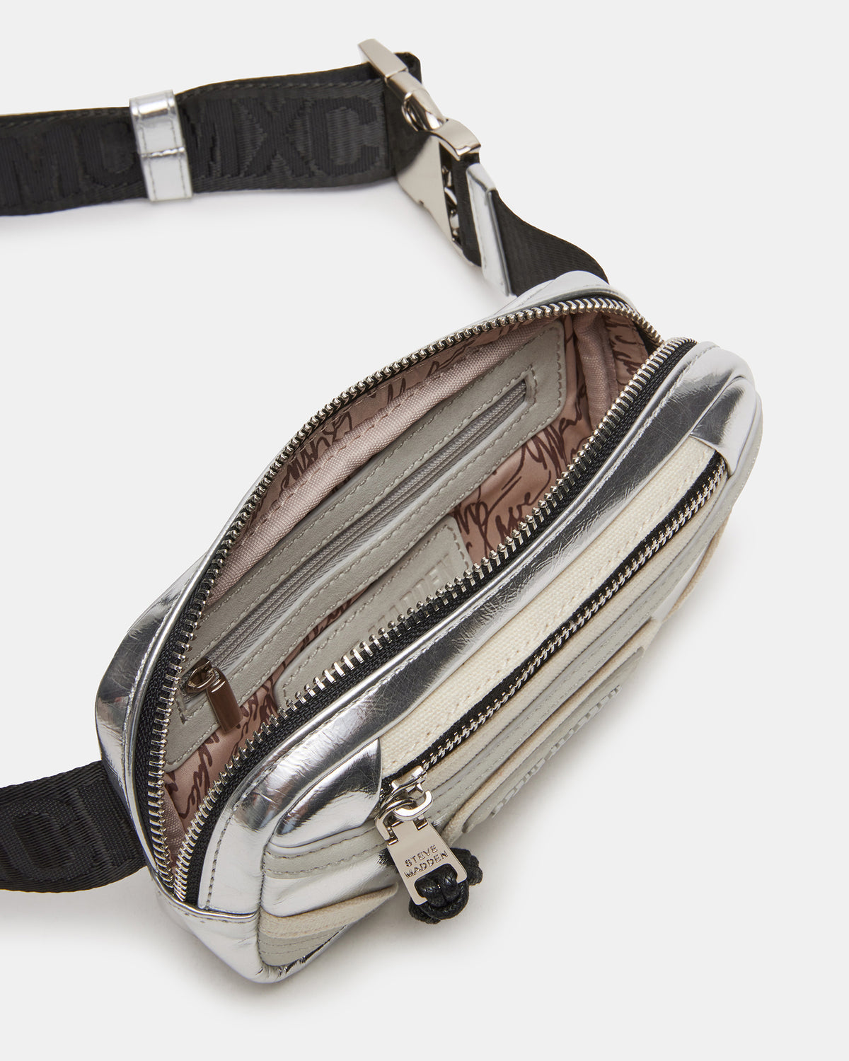 MADRIDD Belt Bag Silver | Women's Handbags | Steve Madden