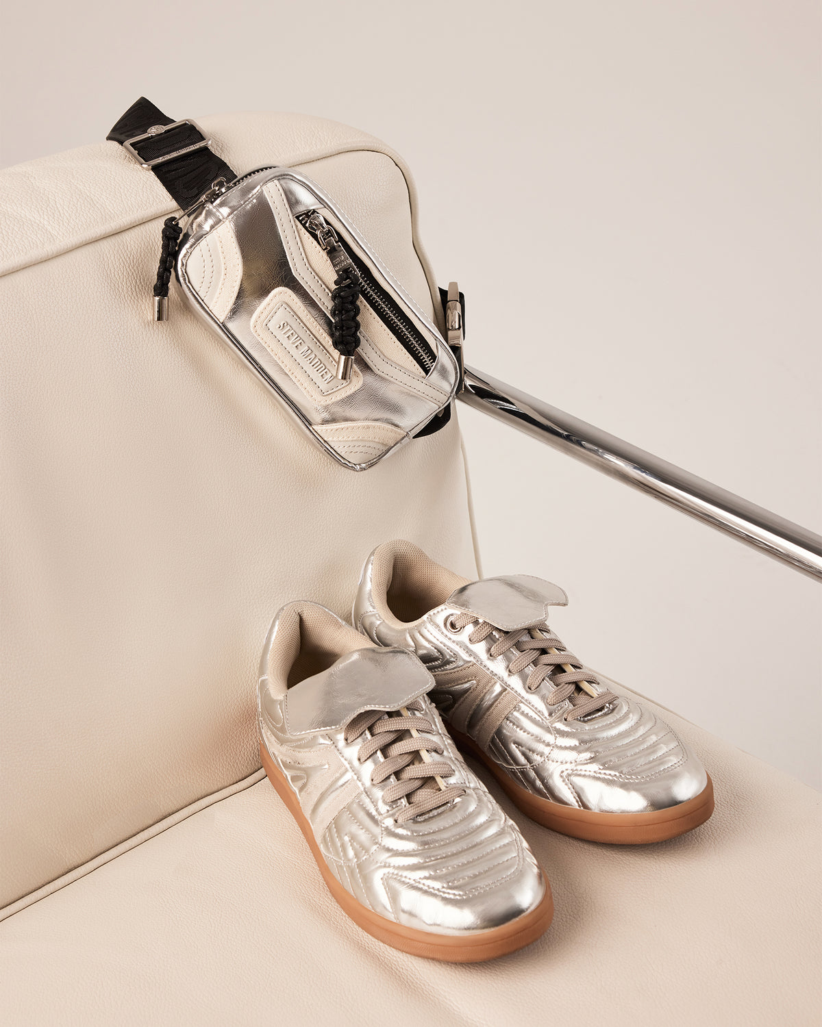 MADRIDD Belt Bag Silver | Women's Handbags | Steve Madden