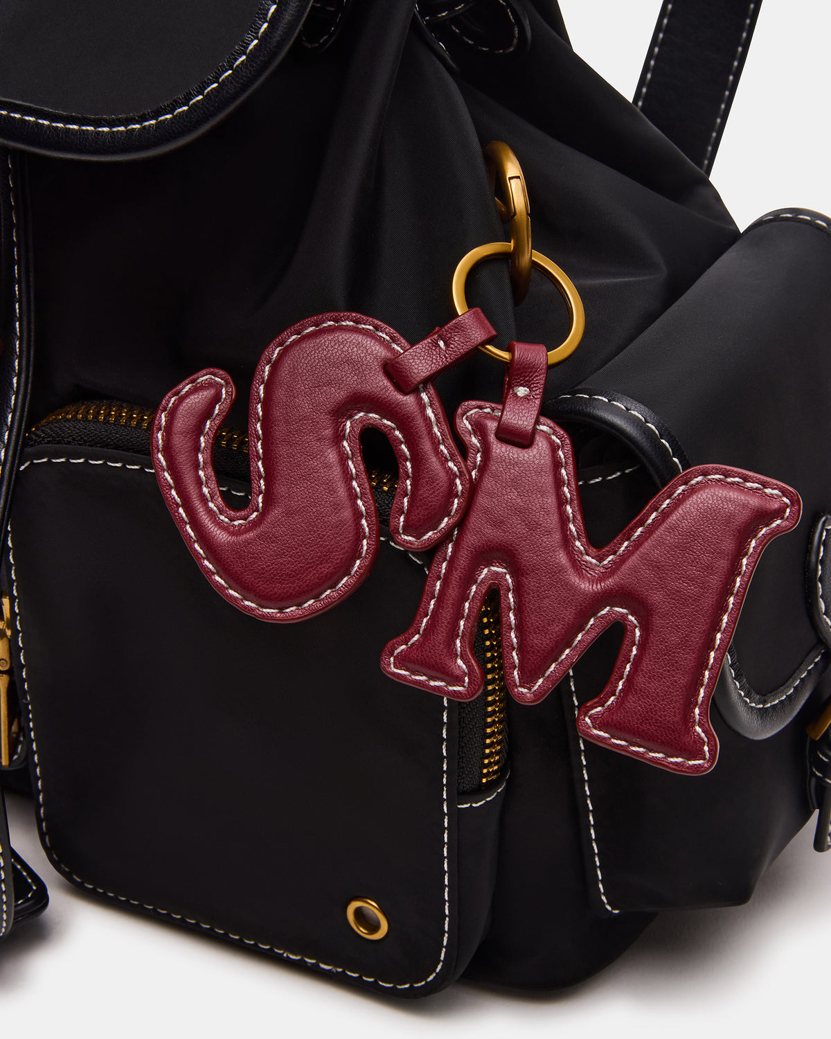 STUDIO Bag Black Nylon Cargo Pocket Drawstring Women's Backpack Handbag | Steve Madden