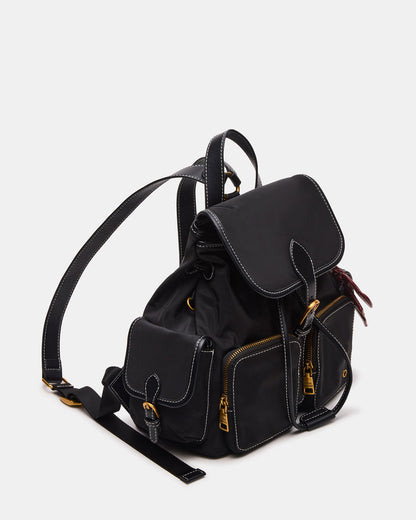 STUDIO Bag Black Nylon Cargo Pocket Drawstring Women's Backpack Handbag | Steve Madden