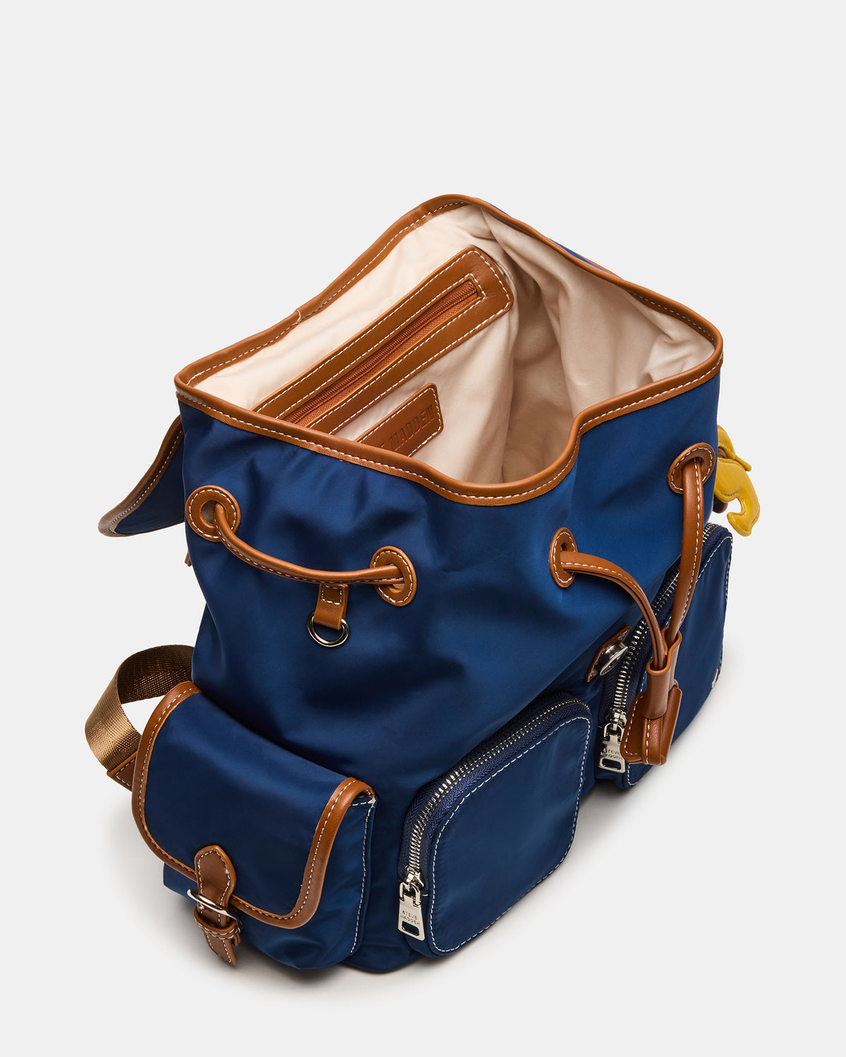 STUDIO Bag Navy Nylon Cargo Pocket Drawstring Women's Backpack Handbag | Steve Madden