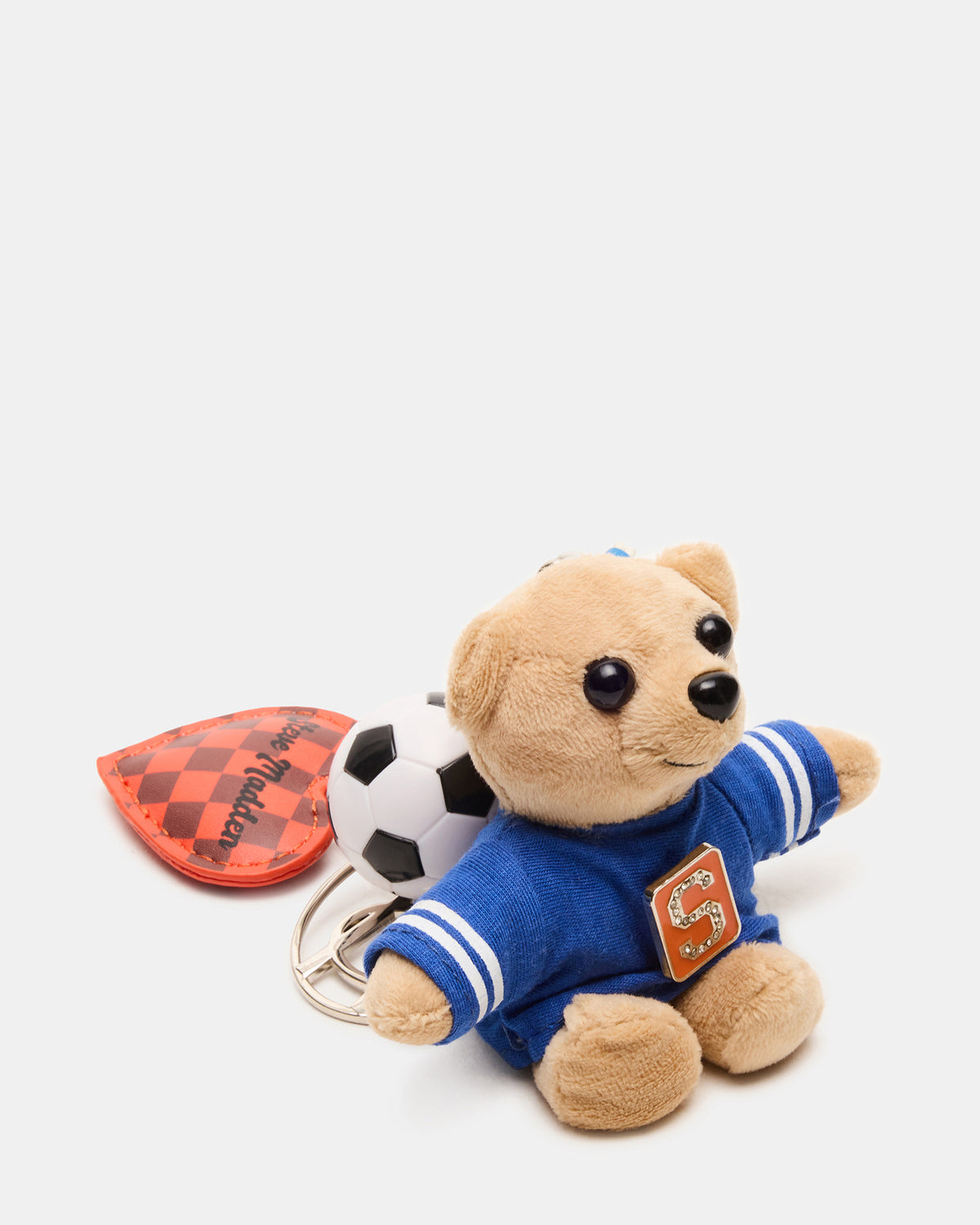 GOAL BAG CHARM Blue Multi Stuffed Bear Attachable Bag Charm | Steve Madden