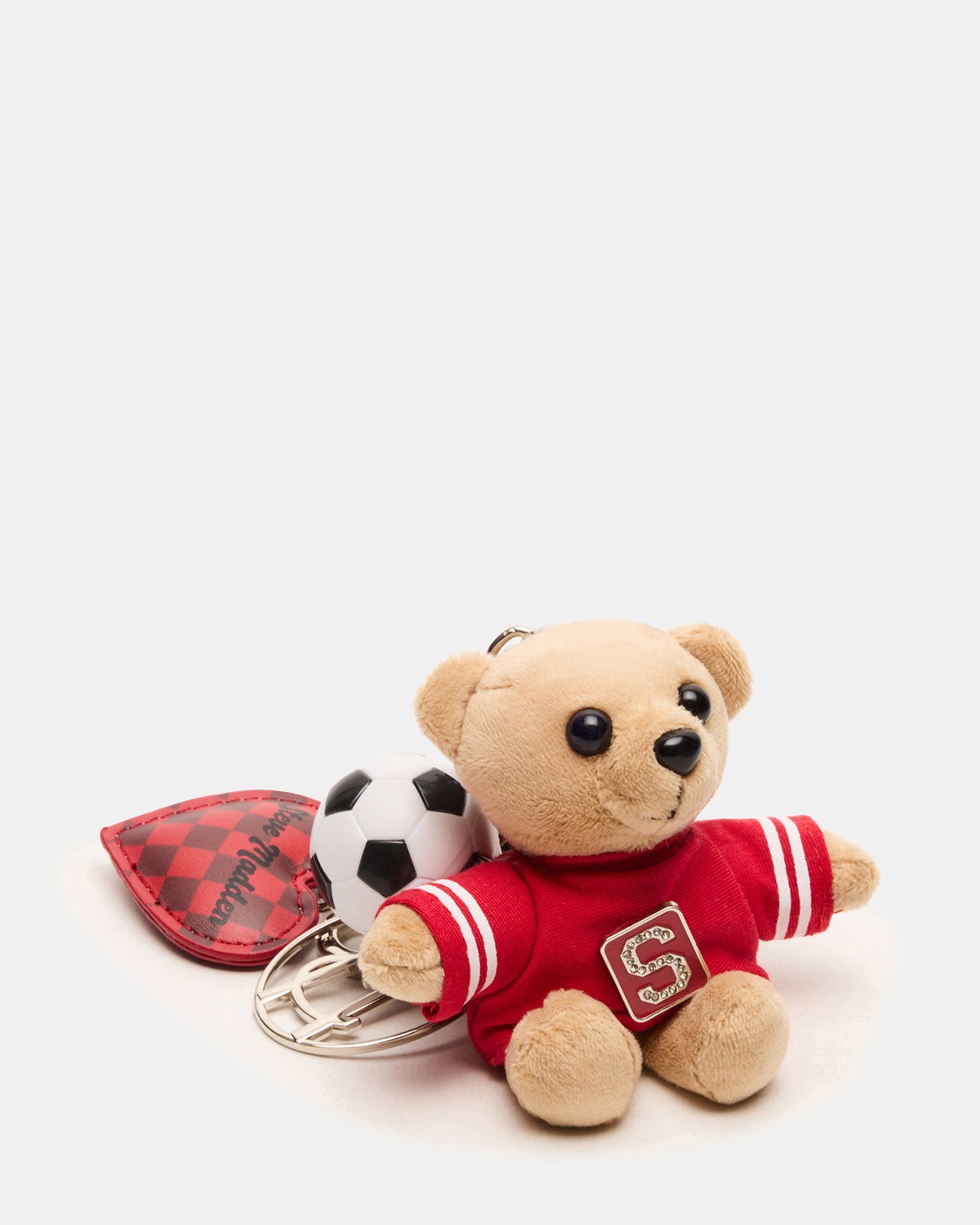 GOAL BAG CHARM Red Multi Stuffed Bear Attachable Bag Charm | Steve Madden