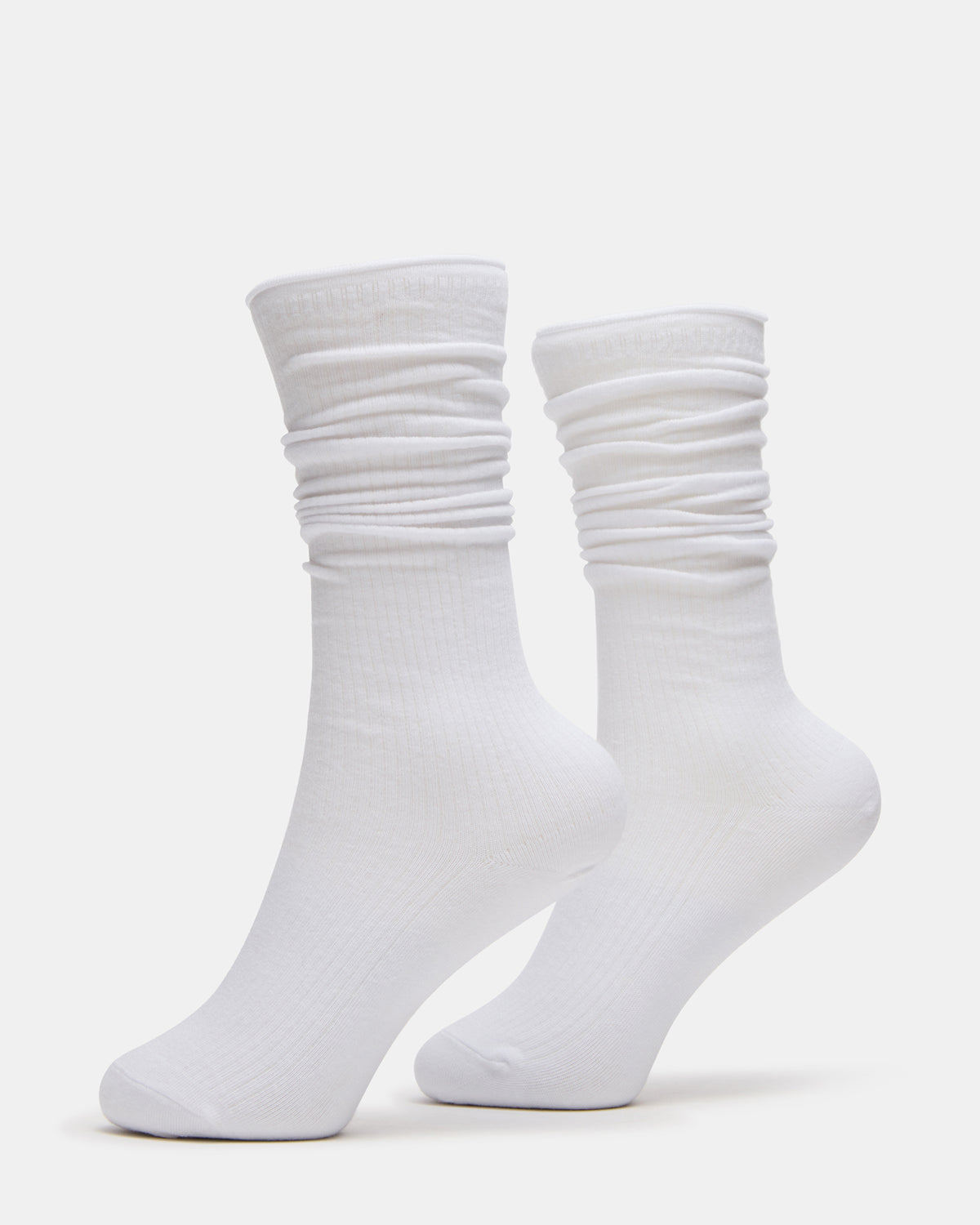 2 PACK RIB SLOUCH SOCKS WHITE Women's Ribbed Quarter Socks | Steve Madden