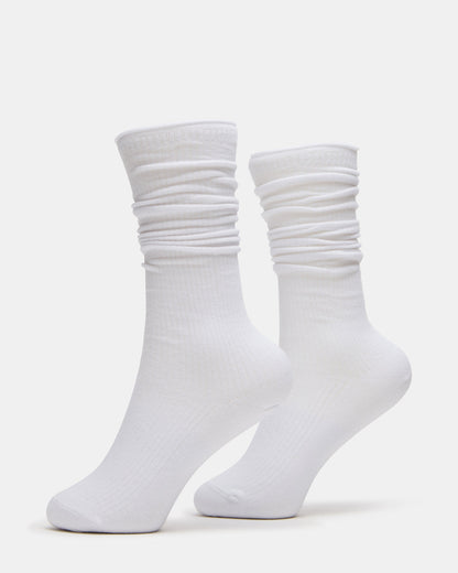 2 PACK RIB SLOUCH SOCKS WHITE Women's Ribbed Quarter Socks | Steve Madden