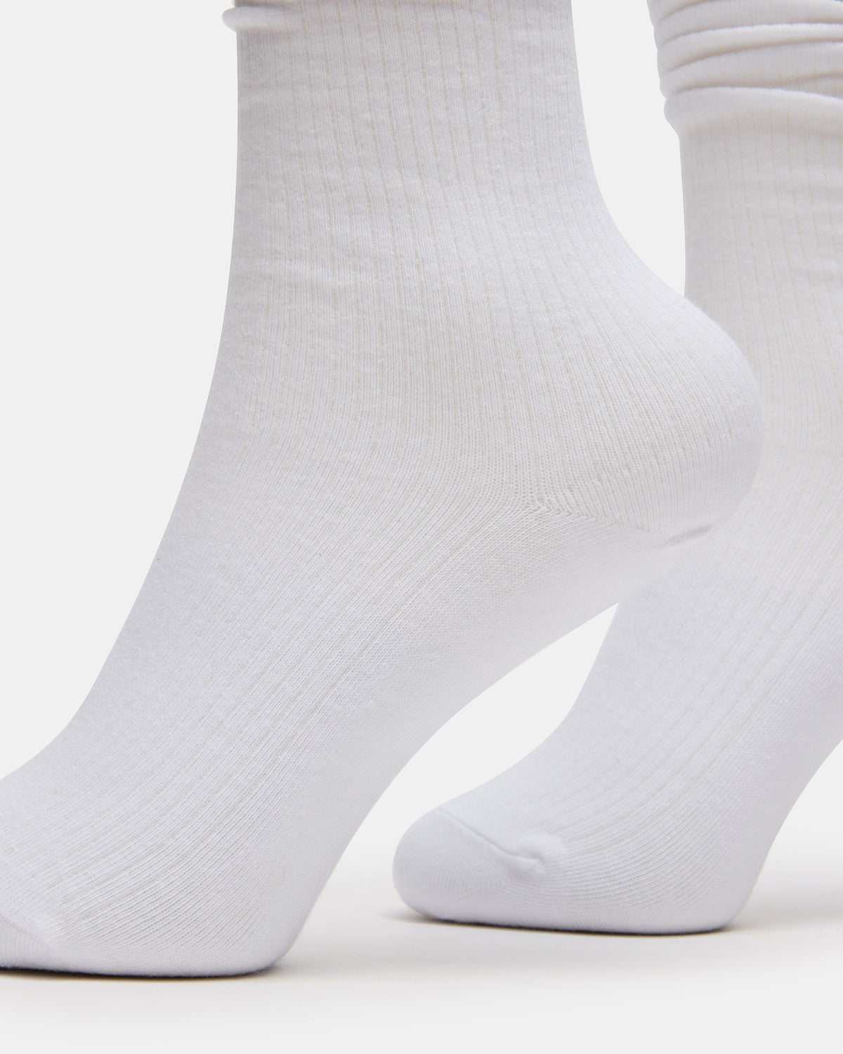 2 PACK RIB SLOUCH SOCKS WHITE Women's Ribbed Quarter Socks | Steve Madden
