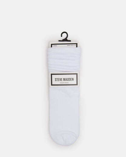 2 PACK RIB SLOUCH SOCKS WHITE Women's Ribbed Quarter Socks | Steve Madden