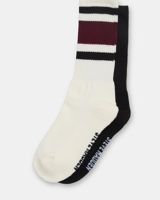 IVY 2 PACK STRIPE ATHLEISURE SOCKS Cherry Women's Stripe Athletic Socks | Steve Madden