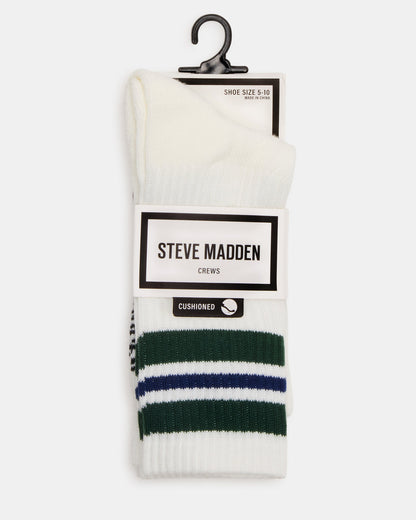 WYNN 2 PACK STRIPE ATHLEISURE SOCKS Egret Women's Stripe Athletic Socks | Steve Madden