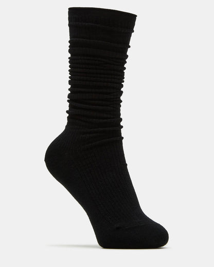 2 PACK SLOUCHY CREW SOCKS BLACK WHITE Scrunch Socks | Steve Madden