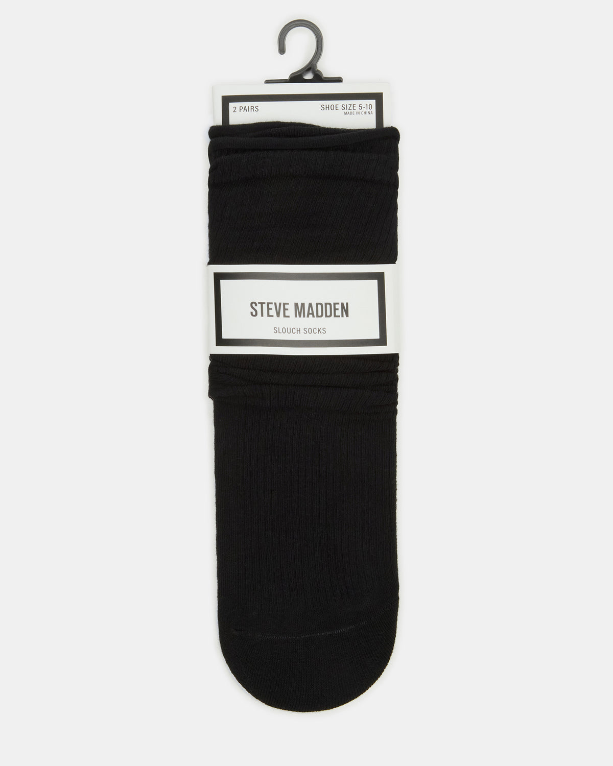 2 PACK SLOUCHY CREW SOCKS BLACK WHITE Scrunch Socks | Steve Madden